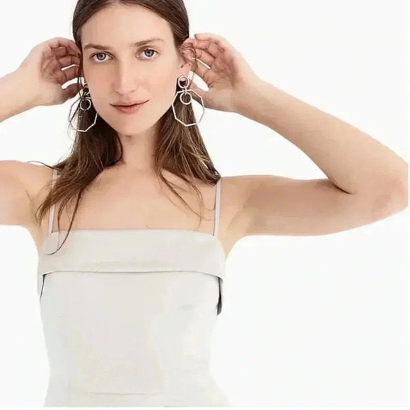 $148 J.Crew Spaghetti-strap foldover dress in satin-back crepe NWT Size 10 Gray - Picture 6 of 9